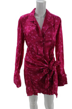 Acler Women Floral Collared Long Sleeve Shirt Dress Button Mid-Calf Size M