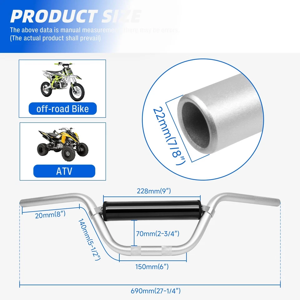 Manillar de 7/8" 22 mm con almohadilla de espuma para Suzuki DRZ 70 DR-z50 DR-z50 DR-z110 Pit Bike Foto 3 de 4