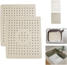 2 Pack Kitchen Sink Mat Drain Pad Protector 10" x 12" – Non-Slip Rubber, D