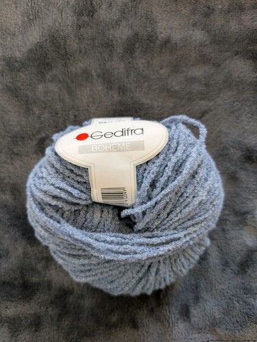 Gedifra Boheme 50g 100m Fuzzy Blue Wool/Acrylic/Nylon Blend Donut Ball - Picture 1 of 5