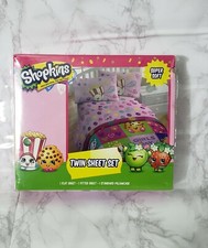 Kids Bedding Twin Sheet Set 3 Pieces Shopkins Super Soft Pink/Multicolor New B1