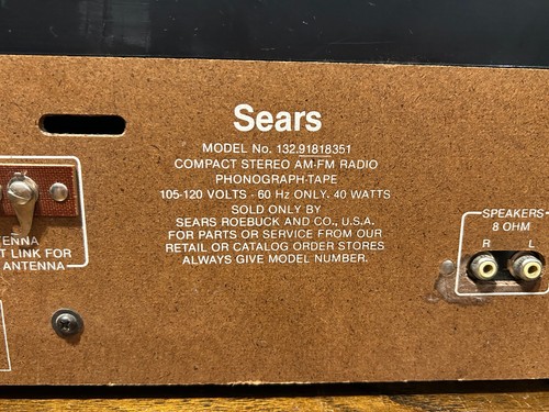 VTG Sears Roebuck Stereo AM/FM Radio Dual Cassette Tape Turntable Record Player - Picture 13 of 19