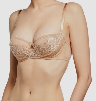 $183 Lise Charmel Women's Beige Ecrin Glamour Demi Cup Underwire Bra Size 32B