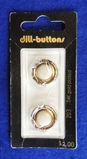 2 Dill-Buttons of America #203 24K Gold Plated 11/16" (18mm) White w/ Gold Rim