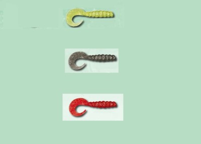 5 x Twister Pilken Lures Cod Perch Zander Glitter Red Smoke Chartreuse