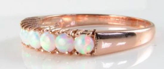 Anillo Eternidad Art Déco 9CT 9K Oro Rosa Ópalo Natural, Talla Gratis