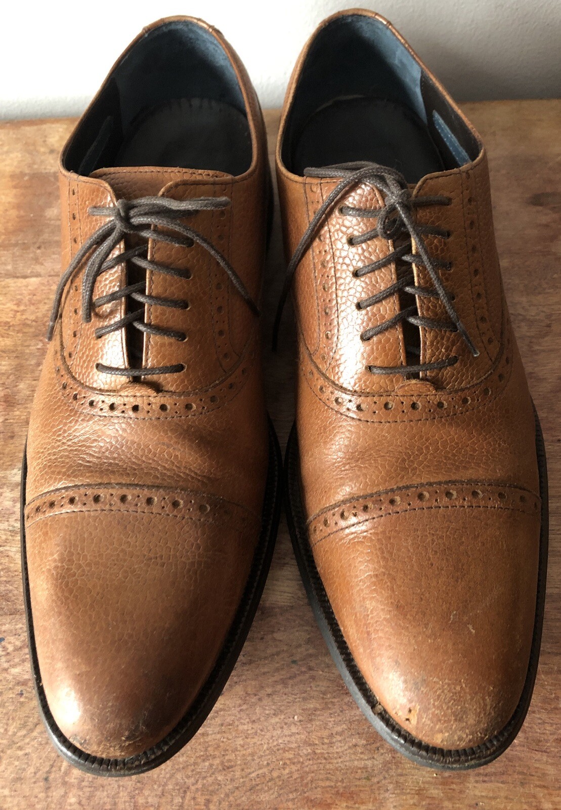 SAOLA Scarpe eleganti Oxford Cole Haan da uomo 10 M punta a cappuccio pelle marrone chiaro punta alare CO9611