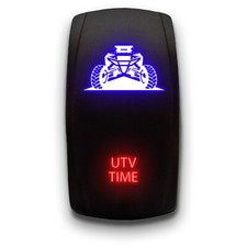  UTV TIME Laser Etched 5-Pin ON-OFF DPST Rocker Switch, 20A, Blue/Red