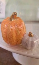 Retired NORA FLEMING Mini DOUBLE PUMPKIN Embossed NF initials Thanksgiving