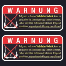2x ✔ Warnhinweis ✔ Turbolader Sticker ✔ Auto Tuning Aufkleber ✔ Warnung Titten ✔