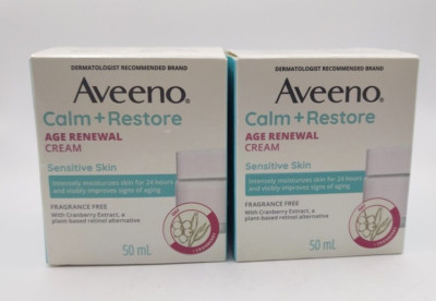 Pack of 2 Aveeno calm restore age renewal cream 50ml New In Box
