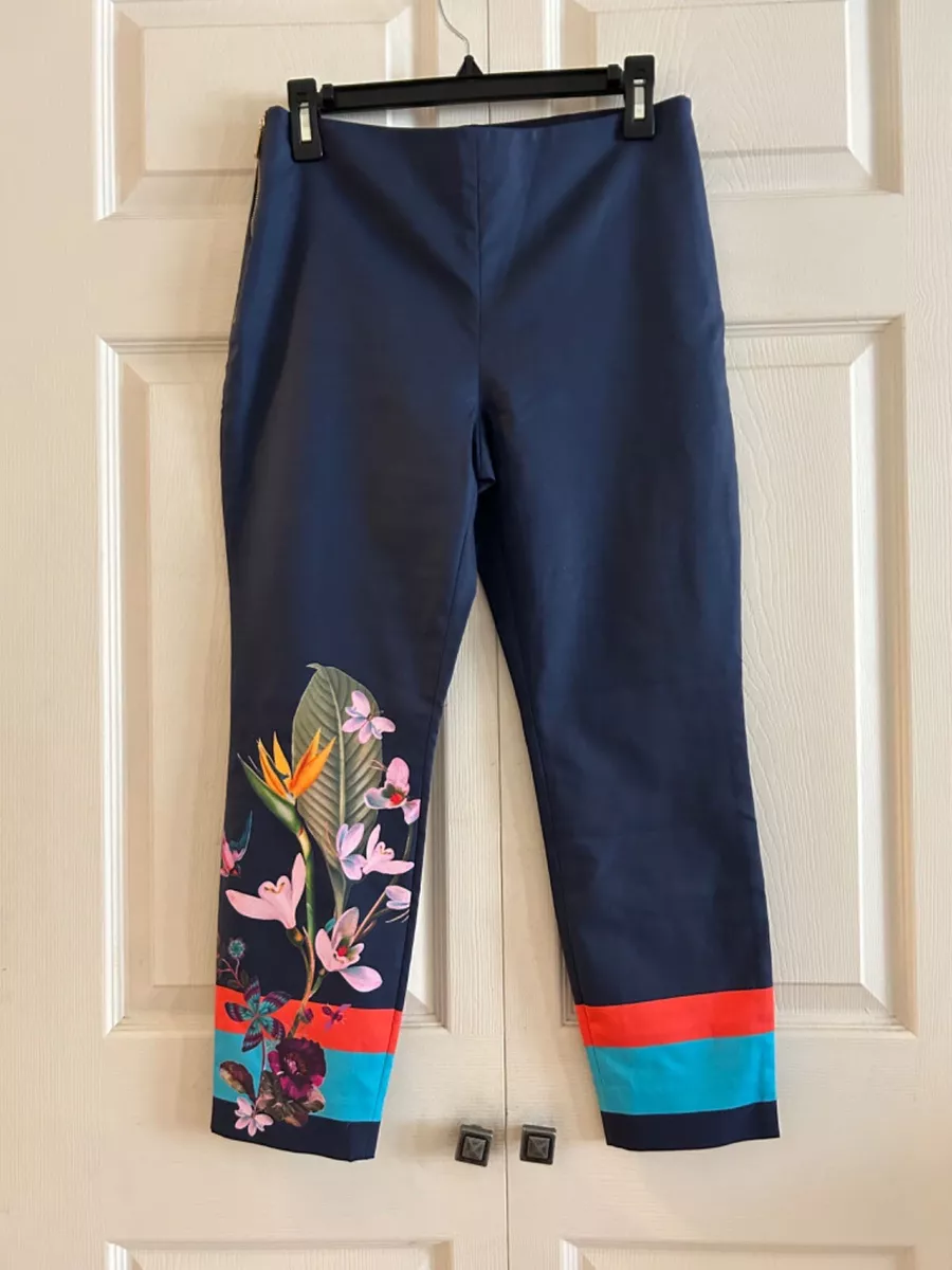 TED BAKER Magnolia Stripe floral Print slim Tapered Trousers