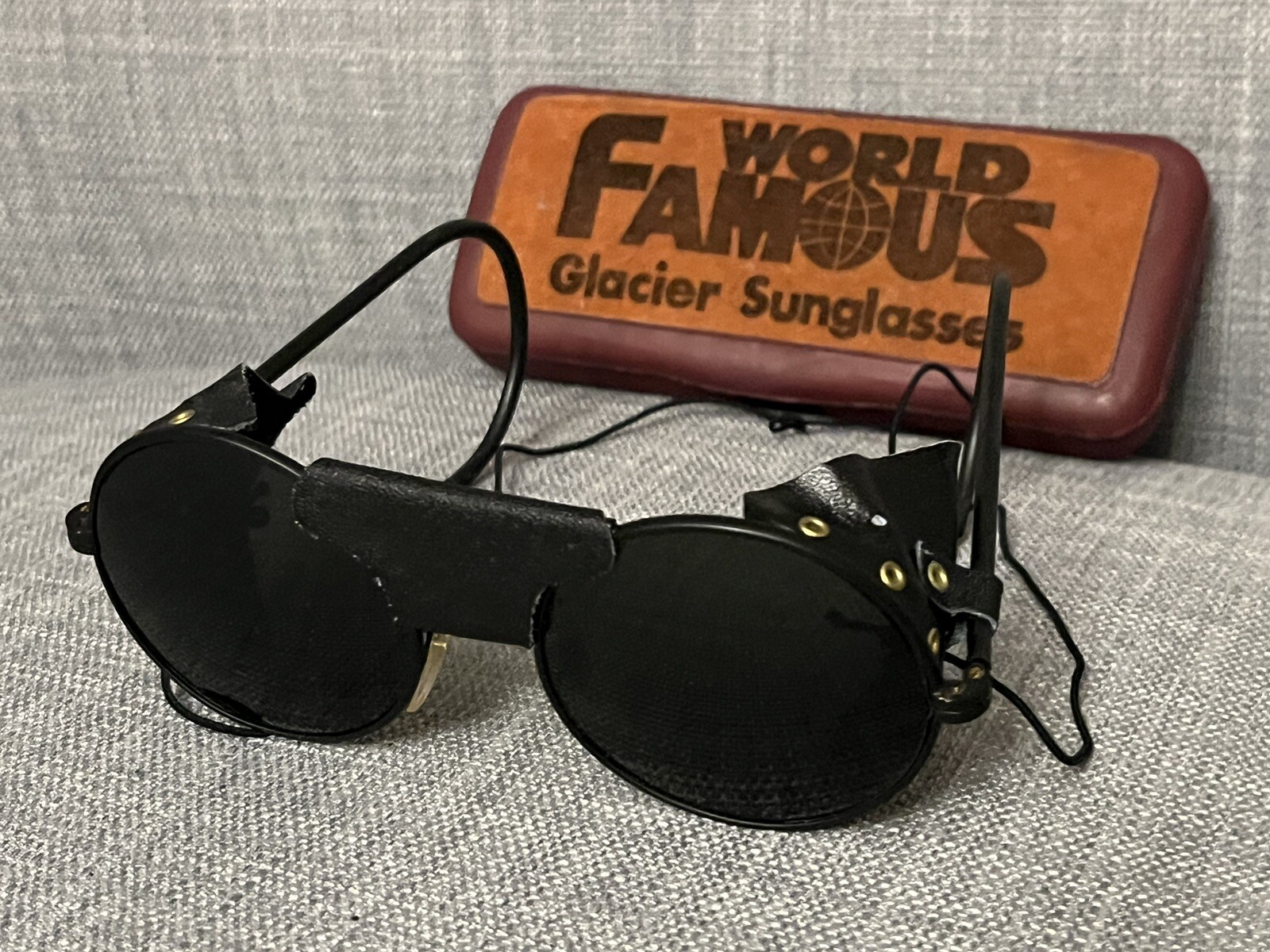 Vintage GLACIER SUNGLASSES STEAMPUNK Look Leather Acc… Gem