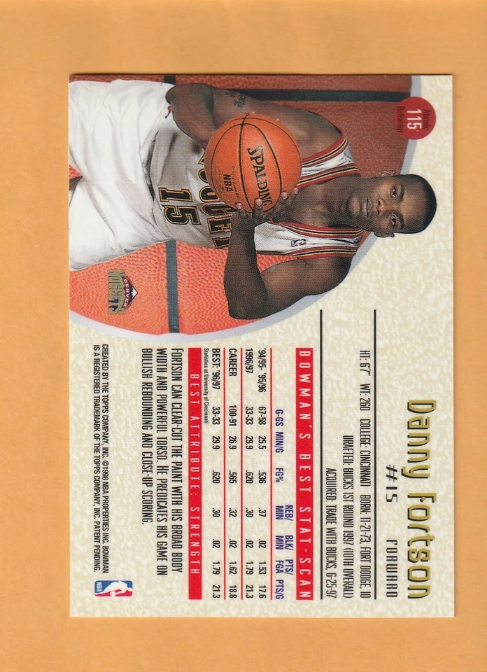 Danny Fortson Denver Nuggets 1997-98 Bowman's Best Atomic Ref Cincinnati 3Q Foto 2 de 2