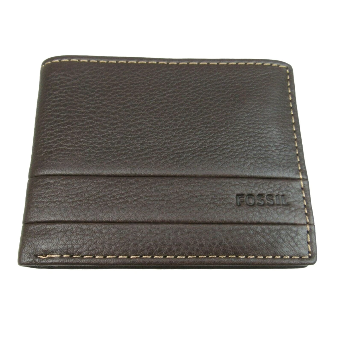Fossil Lufkin Traveler Mens Dark Brown Leather Wallet NEW 
