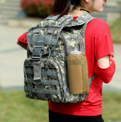 Dual Tactical Molle Water Pouch - 32oz & 10.5oz Bottle Holder, Shoulder Strap, Patch, 1000D Nylon - View #3