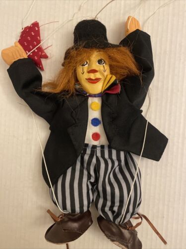 Vintage Wooden Clown Marionette Puppet 12”Tall - Bild 3 von 9
