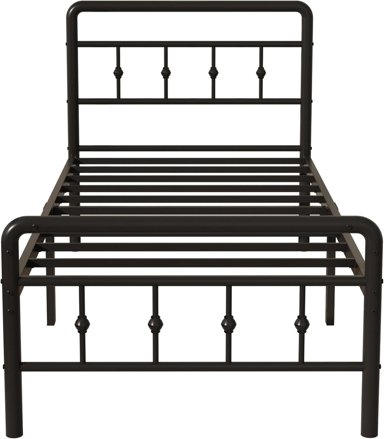 Classic Metal Platform Twin Bed Frames with Headboard and Footboard, 16 Inch No