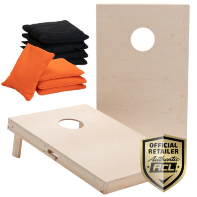 Wicked Wood Games I Cornhole Set 90x60cm | Blanko I 2x4 Taschen orange & schwarz