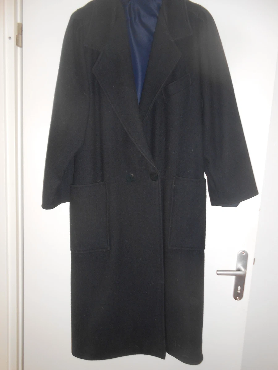 Beau manteau long bleu marine fonc avec martingale taille 44 excellent tat
