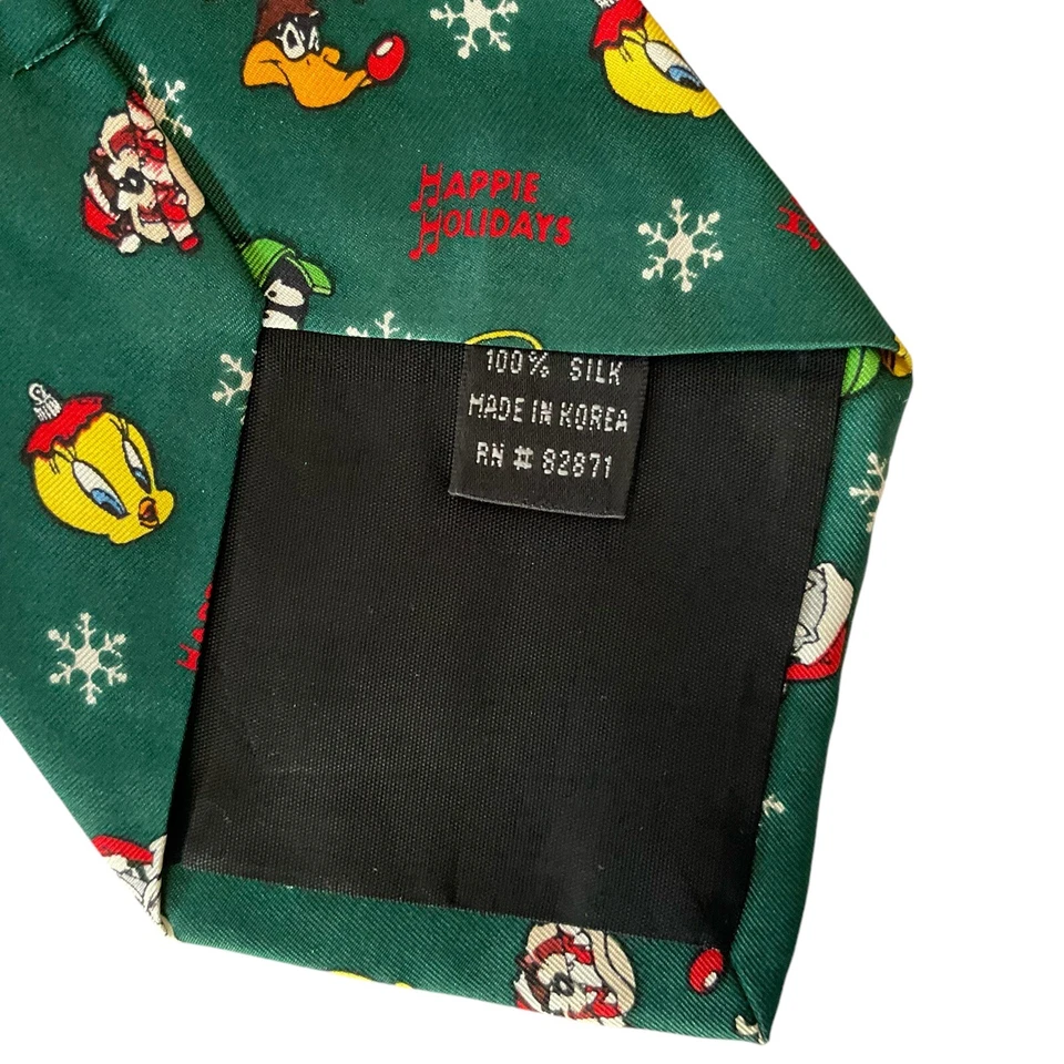 CORBATA WARNER BROS STUDIO STORE HAPPY HOLIDAY LOONEY TUNES ESTAMPADO SEDA HOMBRE Foto 3 de 4