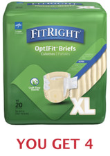 Lot Of 4 Open Box - Medline FitRight OptiFit Briefs XL Waists 56"-64" - READ 