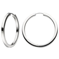 Paar Creolen 36,4Mm Klappcreolen, Rund, 925 Silber Rhodiniert Ohrschmuck, Damen