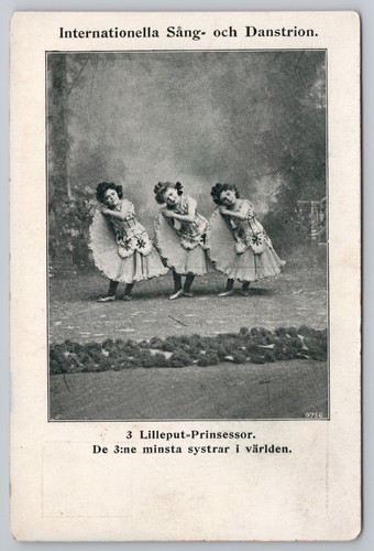 Lilleput Princesses Dwarfs 3 Smallest Sisters in the World Sweden Dance Postcard