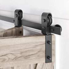 CCJH 30''-96'' BiFolding Sliding Barn Door Hardware Track Kit,Black, No Doors