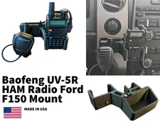 Baofeng UV-5R HAM Radio 3D Printed Truck Dash Mount for Ford 150 Trucks no Drill