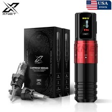 Wireless Tattoo Machine Pen Kit Adjustable Stroke 2.4-4.2mm OLED Display 40pcs