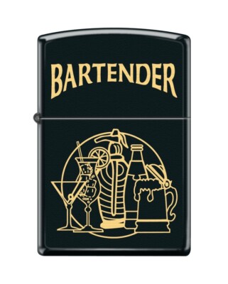 Zippo 5030,  Bartender Design, Black Matte Finish Lighter