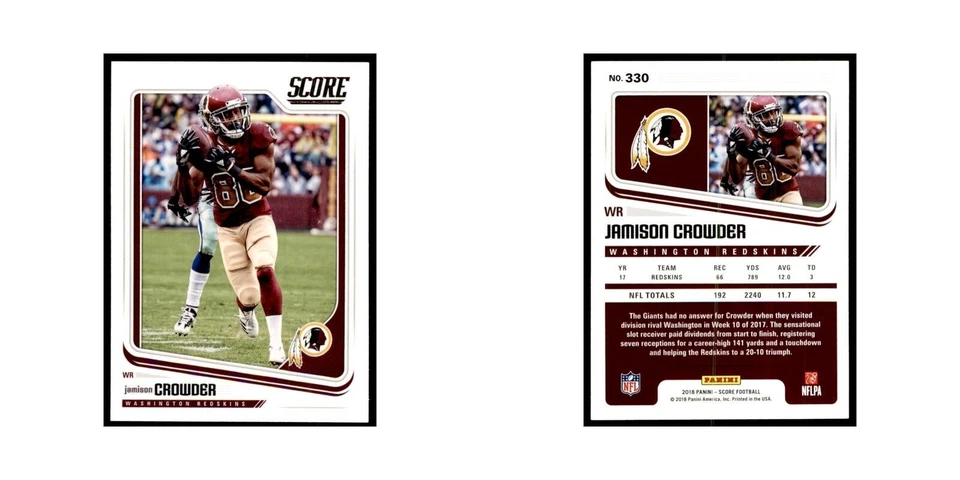 Jamison Crowder 2018 Score #330 Football Cards Football Card NM - Image 3 of 3