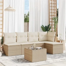 Garden Sofa Set Beige PE Rattan Large Modular Garden Sofa Set