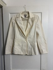 Women's Cream Cotton Y2K Cotton Blazer Jacket Classic Luxury Size 12