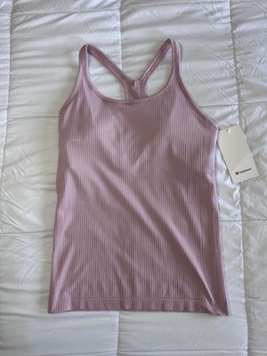 New Lululemon Ebb to Street Tank Top Size 10 Pink Haze Built In Bra B/C Yoga NWT