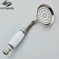 UK Large Traditional Victorian Vintage Shower Head Handset Ceramic Handle Chrome