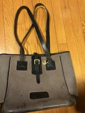 Dooney & Bourke Gray/Black Leather Tote Bag Vintage Rare Classic Made in USA