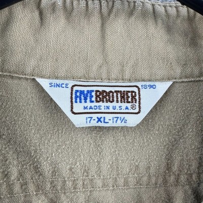 Vintage Five Brother Shirt Mens XL Flannel Button Up 70s 80s Made