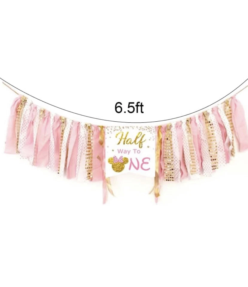 1/2 День рождения Минни-Маус розовый и золотой, половина день рождения вечеринки украшения - Изображение 3 из 3