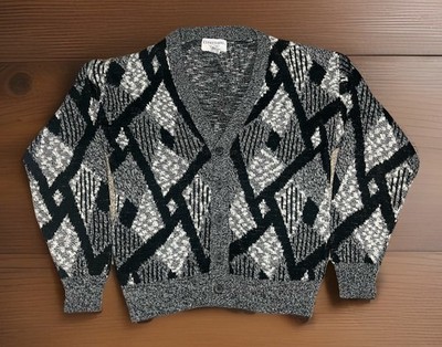Vintage Expressions International Cosby Sweater Grandpa Cardigan Geometric Men M