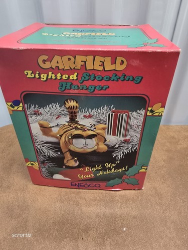 Enesco Garfield Light-Up Holiday Stocking Hanger 1978 with box