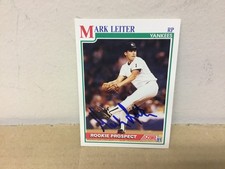 Mark Leiter Autographed Card - 1991 Score Baseball - Rookie Prospect- NY Yankees. rookie card picture