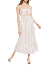 Forever 21 Multicolor Pastel Striped Halter Midi Dress NWT 2x Linen-blend