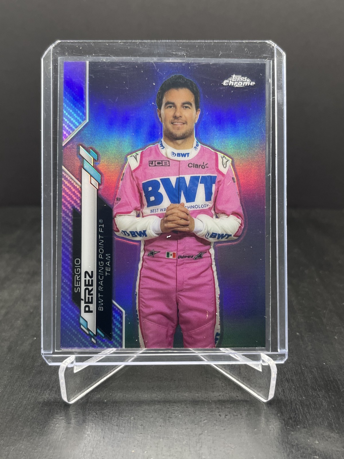 2020 Topps Chrome F1 Sergio Perez Portrait Purple Refractor 032/399 #13