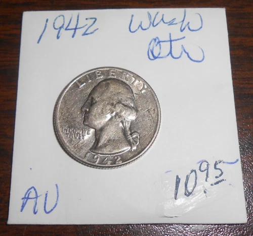 1942 SILVER WASHINGTON QUARTER - AU
