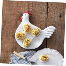 Colonial Tin Works Rooster Deviled Egg Platter, 8-inch Width, Kitchen, Kitchen 