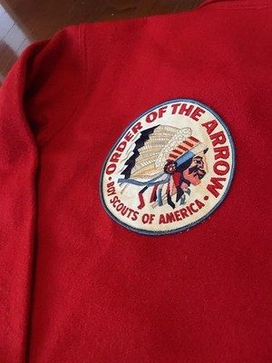 1960s Vintage Boy Scout Red Wool Jacket Order of The Arrow Patches