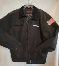 Snap On Tools Silver Logo Canvas Hooded Workwear Jacket Mens XL American Flag