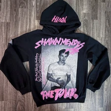 Shawn Mendes The Tour Hoodie Black Pink Graphic Sweatshirt Size Small Unisex